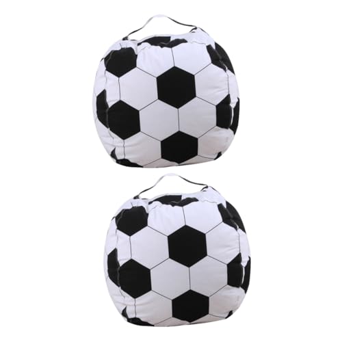PRETYZOOM 2 Stück Fußball Sitzsack Aufbewahrungstasche Kuscheltier Beutel Reißverschluss Stofftier Lagerung Waschbar Robust Multifunktional für Kinderzimmer von PRETYZOOM