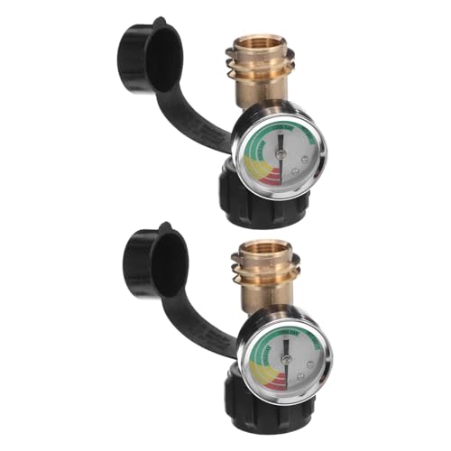 PRETYZOOM 2 Stück Gasflaschen Adapter mit Manometer Messgerät Messing Anschlussstück Wandlungsfähig zu Gasdruckmesser für Camping Grill Heizung Wetterbeständig Vielseitig Kompatibel von PRETYZOOM