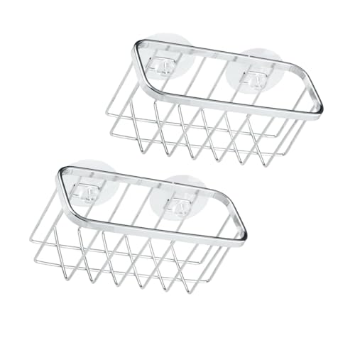 PRETYZOOM 2 Stück Küchenabtropfgestell Sink Organization Sponge Holder Gerichtsschwamm Organizer Schwammorganisator Mit Saugnäpfeln Saughalter Aus Edelstahl Rostfreier Stahl Silber von PRETYZOOM