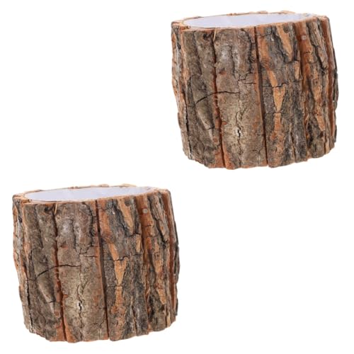 PRETYZOOM 2 Stück Rinde Eimer Container Baumstamm-übertopf Anlage Künstlich Saftig Eimer Kreative Blumenvase Eimer Für Blumen Blumenhalter Brown Naturrinde Plus Handpaste von PRETYZOOM