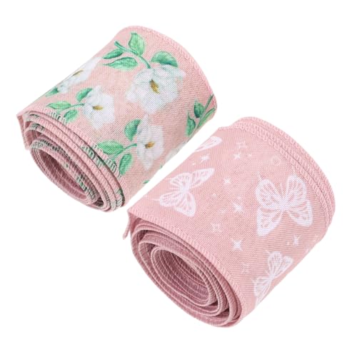 PRETYZOOM 2 Stück Schmetterlingsband Magnolienband für Kränze Magnolien Blumenband Magnolienband für Kranz Frühlingsblumenband Blumenband für Bugherstellung Kranzbogenbänder Polyester von PRETYZOOM