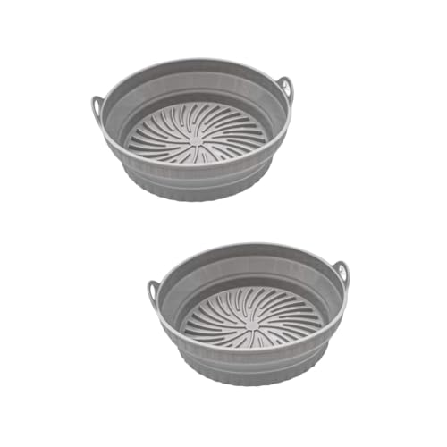 PRETYZOOM 2 Stück Silikonform für Heißluftfritteuse Wiederverwendbare Antihaft Matte Rund Hochtemperaturbeständig für Luftfritteusen Einfache Zubehör für Optimale Backergebnisse von PRETYZOOM
