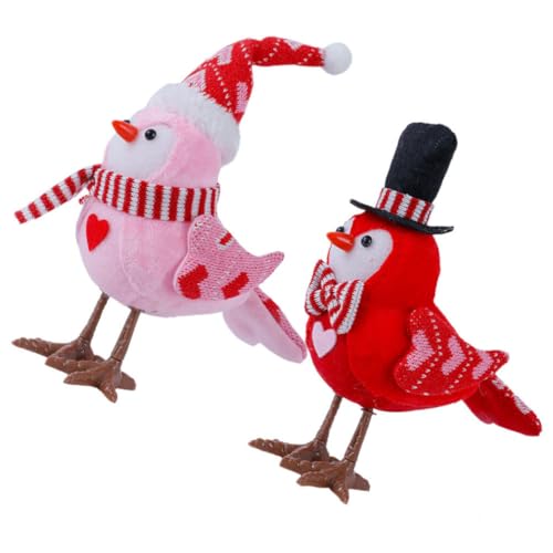 PRETYZOOM 2 Stück Valentinstag-Vogelfiguren Leuchtende Paar-Vogelstatue Leuchtende Plüsch-Vogelskulptur Ostern Abgestuftes Tablett Für Hochzeit Party Zuhause Urlaubsdekorationen von PRETYZOOM