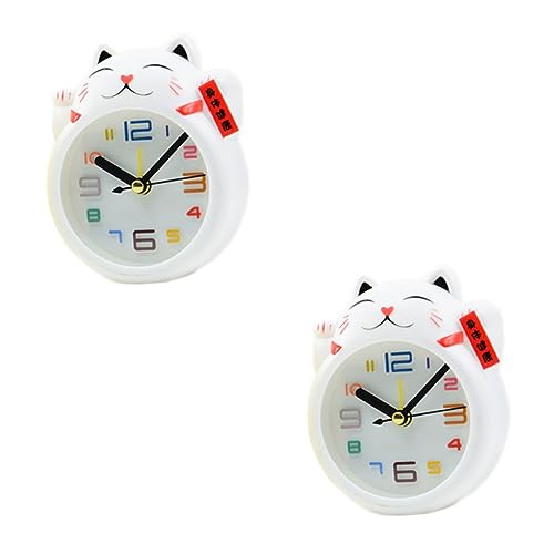 PRETYZOOM 2 Stücke Analog Wecker Tischuhr Sonnenaufgang Alarm Funktion Cartoon Katze Design von PRETYZOOM