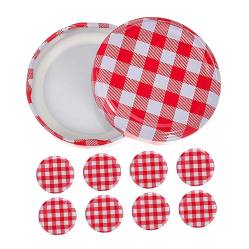 PRETYZOOM 20 Stück Teiliges Mason Jar Deckel aus Robustem Wiederverschließbare Einmachgläser Deckel mit Dichtem Verschluss Kariert für Weithalsgläser für Honig Marmelade Chili und von PRETYZOOM