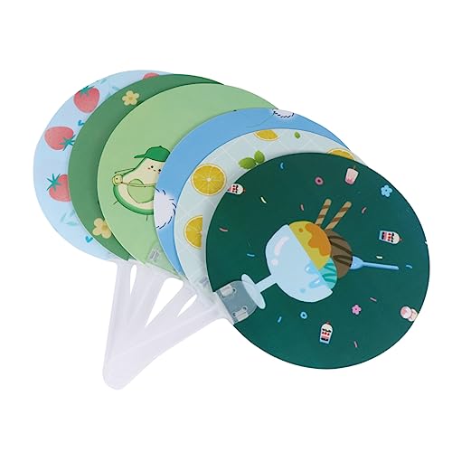 PRETYZOOM 24 Stück Teiliges Mini Handfächer Sommer Cartoon Muster Rundform Tragbarer Handventilator für Damen Mädchen Ohne Strom Zufällige Designs von PRETYZOOM
