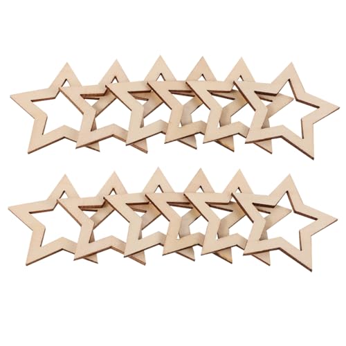 PRETYZOOM 25 Stück Hohl Holzsterne zum Basteln Natürliche Holzscheiben mit Glatter Oberfläche Unvollendete Mini Holzsterne für DIY Weihnachts und Partydekoration Kreative Holzornamente für von PRETYZOOM