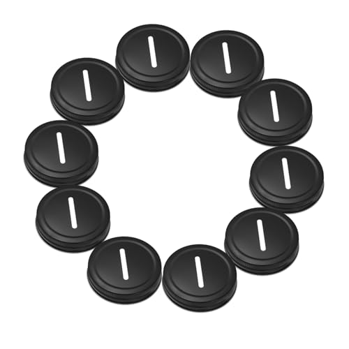 PRETYZOOM 25 Stücke Glas Deckel mit Slot Weißblech Glas Abdeckungen Einsparungen Jar Zubehör Schwarz Jar Deckel Breite von PRETYZOOM