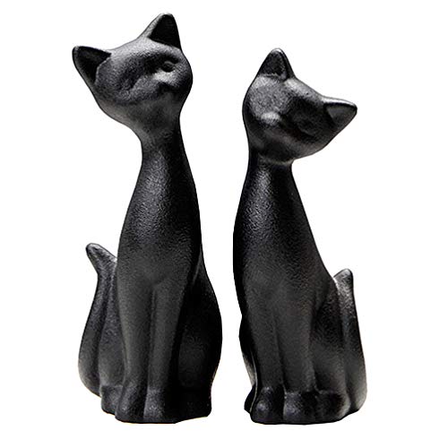 PRETYZOOM 2Pcs Keramik Schwarz Katze Figur Katze Paar Statue Keramik Tier Skulptur Ornament für Home Tabletop Wohnzimmer Dekoration von PRETYZOOM