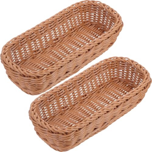 PRETYZOOM 2St Rattan Besteckkorb - Besteckhalter & Abtropfgestell für Küchenutensilien & Gewürze - Braun, Kunststoff, 26.00 x 12.00 x 6.00 cm von PRETYZOOM