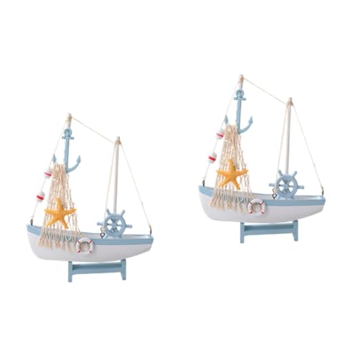 PRETYZOOM 2St Innenausstattung büro Dekoration Office Decoration hohzeitdeko Desktop-Segelboot-Ornament antikes Segelboot-Ornament aus Holz Modell eines Segelboots aus Holz hölzern von PRETYZOOM