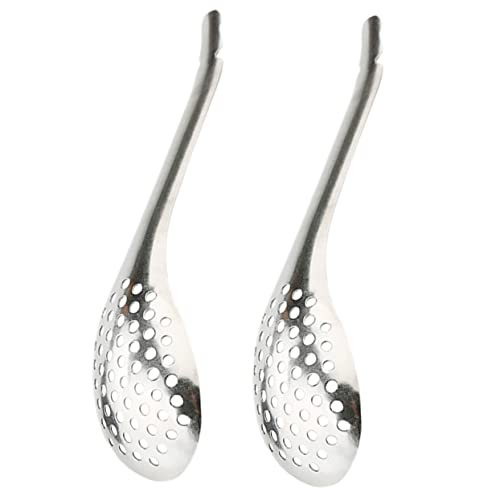 PRETYZOOM 2St Kaviar Sieb Sprengung soßenkelle kleine Löffel Bar Filter Pasta Sieb kleiner Löffel Heimsieb Mini Schimmel Nudel Rührlöffel Bankett Esslöffel Rostfreier Stahl von PRETYZOOM