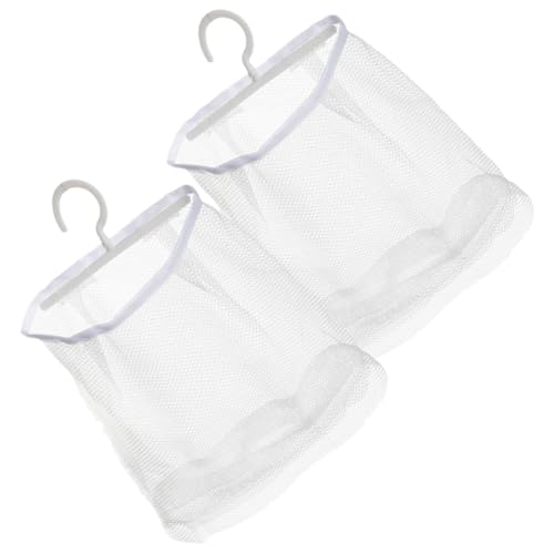 PRETYZOOM 2St Mesh-Hängetasche Einkaufstasche aus Mesh Stiftbeutel Filet Stiftbehälter Einheit aufbewahrungssack Storage Pockets Netzbeutel mit Stoffnadeln Sortiernetzbeutel Polyester Weiß von PRETYZOOM