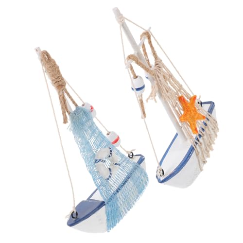 PRETYZOOM 2 Stück Segelboot-Modell Aus Holz Im Mediterranen Stil Segelschiff-Ornament Dekoratives Herzstück Für Zuhause von PRETYZOOM