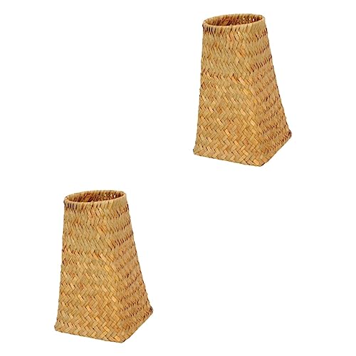PRETYZOOM 2St alte Vase für den einzug inneneinrichtung vases valwntinstagsgeschenk blumenvasen Webvase Anlage Handdekor Büro Blumenvase Halter für getrocknete Blumen Bambus weben von PRETYZOOM