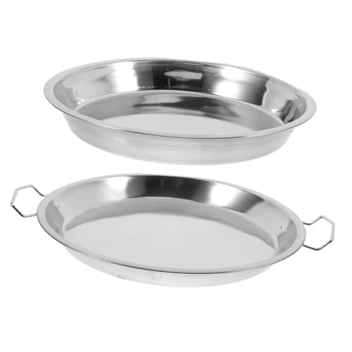 PRETYZOOM 2stücke Edelstahl Dampfplatte Mit Doppelgriffen Hitzebeständige Runde Servierplatten Für Gedämpfte Speisen Für Küche Und Gastronomie Leicht Zu Reinigen Und Langlebig von PRETYZOOM