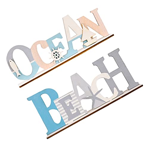 PRETYZOOM 2st Dekorative Ornamente Tischschild An Der Küste Schild Am Strandtisch Tischzentrum Einrichtung Mit Strandmotiven Mittelmeerstrand Zeichen Surfbrett Planke Esstisch Hölzern von PRETYZOOM