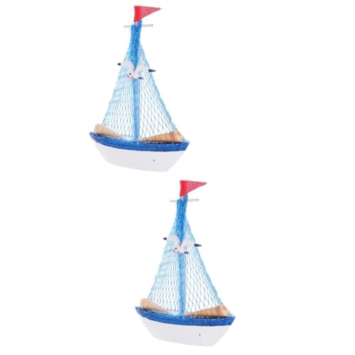 PRETYZOOM 2st Segelboot Aus Holz Bootssitz Dekoration Ornamente Stranddeko Für Zu Hause Hüttendekor Mini-segelboot-Modell Strandzimmer Nautische Kissen Schreibtischspielzeug Schiff Hölzern von PRETYZOOM