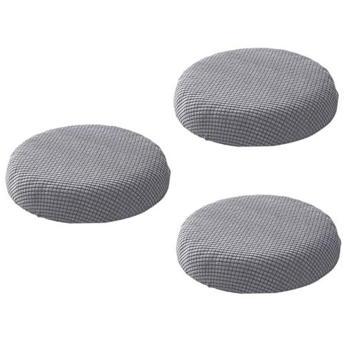 PRETYZOOM 3 STK Runde Hockerabdeckung Esszimmerstuhlbezug Geschäft Schwarze Stuhlkissen Untertasse Küchenstuhlbezug Klappstühle Für Den Außenbereich Gießen Ersatz Barhocker Polyester Grey von PRETYZOOM