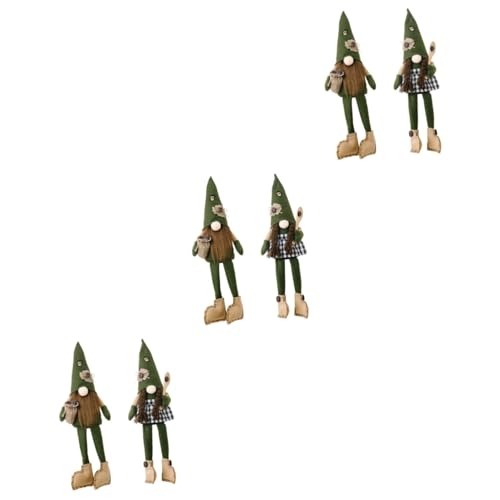 PRETYZOOM 3 Sätze Dunkelgrüner Zwerg Süßes Gartendeko Set Zwergenornamente Herbstzwerge Zwerge Weihnachtsdekorationen Kaffeezwerge Plüschdeko Heimdekoration Zwergendeko 2 Stück * 3 von PRETYZOOM