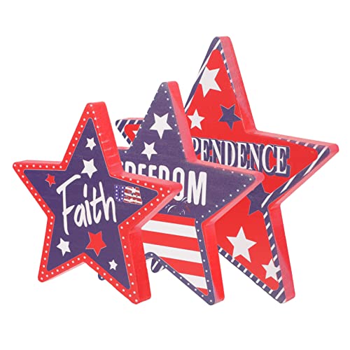 PRETYZOOM 3 Stück Teiliges Holz Patriotisch Tischdeko mit Fünf Stern Independence Day Party Ornament Amerikanische Desktop Dekoration für Feier und Zuhause PRETYZOOM 3 Stück Teiliges Holz Patriotisch Tischdeko mit Fünf Stern Independence Day Party Ornament Amerikanische Desktop Dekoration für Feier und Zuhause von PRETYZOOM