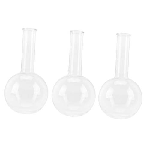 PRETYZOOM 3 Stück Teiliges Labor Rundkolben Flachboden kolben aus Transparentem Glas Hitzebeständige Experimentierflaschen für Chemieunterricht und Laboranwendungen von PRETYZOOM