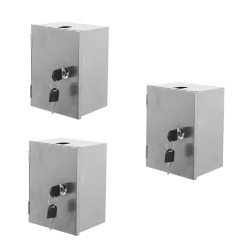 PRETYZOOM 3 Stück Wasserdichte Edelstahl Steckdosenbox mit Schloss Wetterfeste Outdoor Steckdosen Schutzbox Diebstahlsicher für Gemeinschaftsbereiche Einfache Montage Robust und Vielseitig von PRETYZOOM