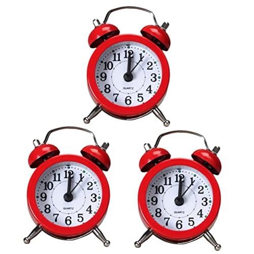 PRETYZOOM Kleine Uhr Rot 3st Wecker Kleine Uhr Ländlich Kleines Rot Kleine Wecker Rot von PRETYZOOM