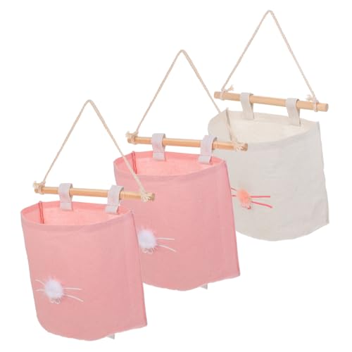 PRETYZOOM 3st Hängende Tasche Aus Baumwolle Und Leinen Taschen Zum Aufhängen An Der Wand Sockenaufbewahrung Körbe Zum Aufhängen An Der Wand Faltbar Wandbehang Bettwäsche Aus Baumwolle Kind von PRETYZOOM