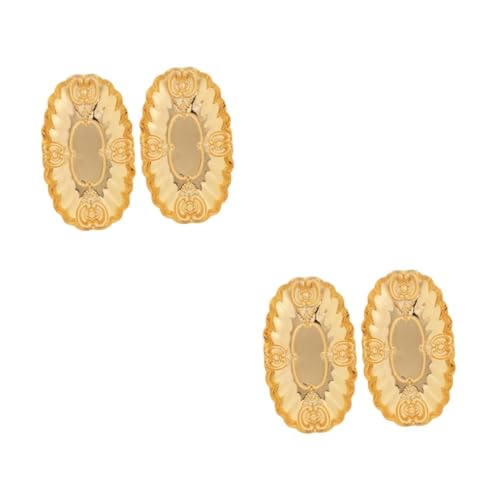 PRETYZOOM 4 Stck. Schmiedeeisen -Schmuckablettung Tablett Schmucktablett Schmuckschale Schminktablett für Schmuck dekoratives Tablett schmuck display platte Ohrringablage Ringhalter Golden von PRETYZOOM