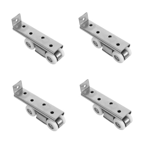 PRETYZOOM 4 Stück Edelstahl Schiebetür Laufrad mit Nylonrollen Geräuschloses Türschienensystem für Küchenschrank Kleiderschrank Möbelschiebetür Einfache Montage Langlebig von PRETYZOOM
