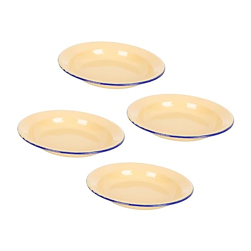 PRETYZOOM Elegante 4er-Packung Emaille-servierplatten Obst-Snack-Platte Emaillegeschirr-Gerichte Gebäckplatte von PRETYZOOM