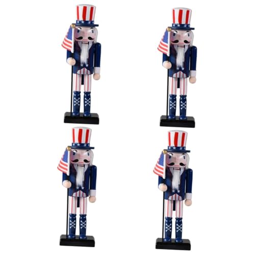 PRETYZOOM 4 Stück Fahnenträger Nussknacker Nussknacker-Puppe Nussknacker Zum Unabhängigkeitstag Amerikanische Flaggendekoration Patriotischer Nussknacker Unabhängigkeitstag Puppe Holz Blue von PRETYZOOM