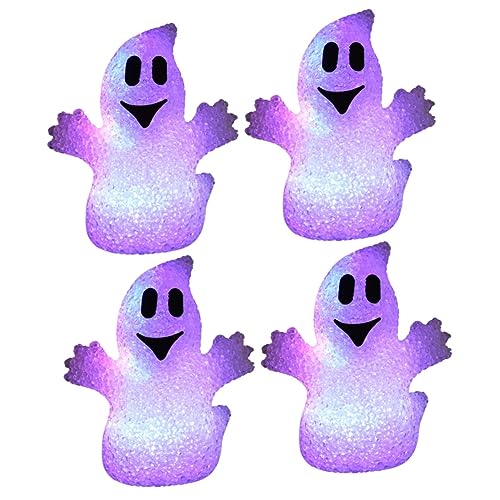 PRETYZOOM 4stücke Geister-nachtlicht Warmes Licht Für Halloween-dekoration Kompakte Tischlampe Für Partyatmosphäre Ergänzung Für Festliche Szenen Weißes Design von PRETYZOOM