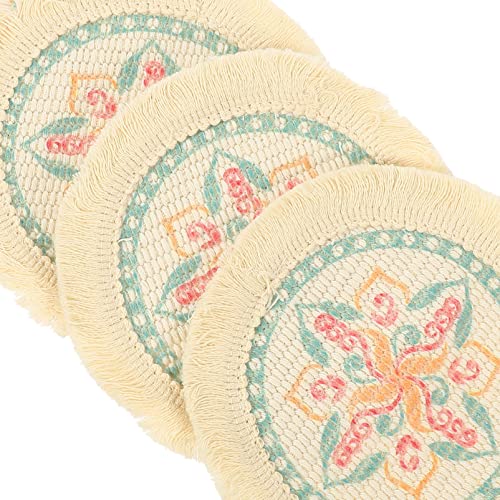 PRETYZOOM Tischsets 4er Set Rund Geflochten Isoliermatte Schüsselunterlage Platzset Platzsets Gewebte Topfkissen Für Den Haushalt von PRETYZOOM