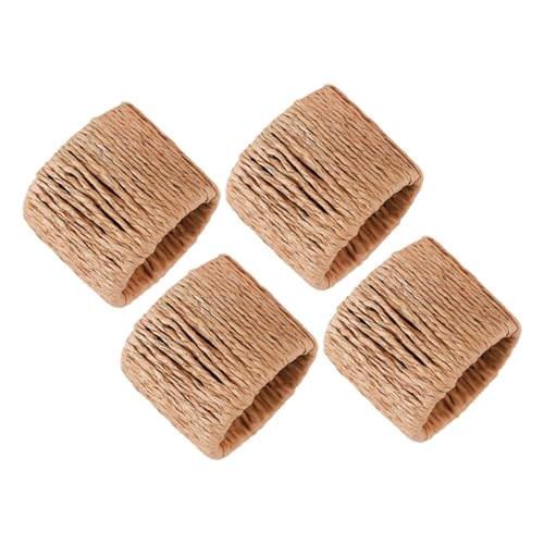 PRETYZOOM 4 Stück Stroh Serviettenringe rustikale Serviettenringe Rattan-Serviettenhalter runde gewebte Boho-Gras-Serviettenring deko Haushalt Einrichtung Halterung schmücken Rohrkolbengras von PRETYZOOM