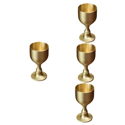 PRETYZOOM 4 Stück Weinglas aus Messing famaliguy çerezlik red Wine Glasses Rotwein gläser Kommunionbecher alte Schnapsgläser Desktop-Weinbecher Tischplatte mit Becher Kupferlegierung Golden von PRETYZOOM