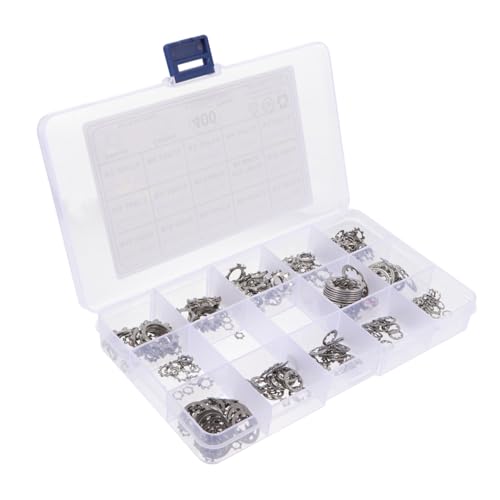 PRETYZOOM 400 Stück Teiliges Sortiment Edelstahl Innen Außenzahnung Sicherungsscheiben Set Rostfreie Locking Washer mit Transparenter Aufbewahrungsbox Korrosionsbeständig für Schrauben und von PRETYZOOM