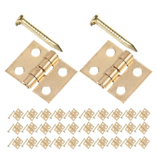 PRETYZOOM 50 Sätze Teiliges Mini-messing-scharniere mit Schrauben Kleine Möbelbeschläge für Schmuckkästen Puppenhäuser Holzboxen Platzsparend Einfache Montage für Diy-projekte von PRETYZOOM
