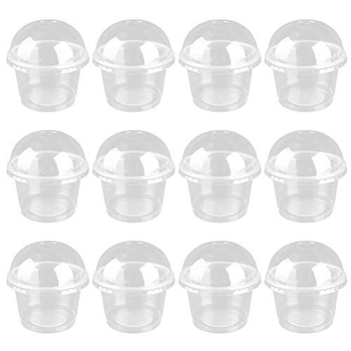 PRETYZOOM 50 Stück 250 ml Obstbecher mit Deckel kleine Deckel Kuppel Eiscreme Joghurt Behälter Backzubehör für Kinder Parfait Einweg-Dessertbecher klare Salatbecher Dessertbecher von PRETYZOOM