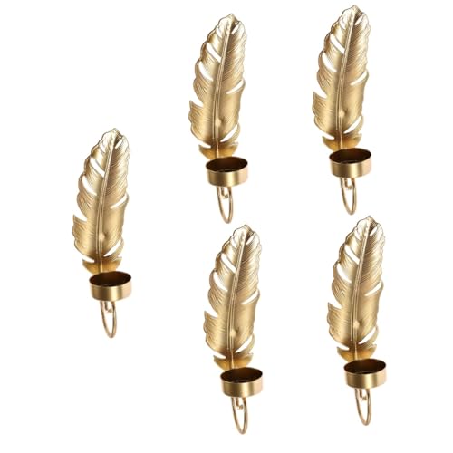 PRETYZOOM 5St Kunstkerzenhalter aus Eisen Wandkerzenhalter in Form eines Blattes Gläser Gold kerzenständer wanddeko Schlafzimmer Wandleuchte wandlampe Kerzenhalter aus Metall Heimdekoration von PRETYZOOM
