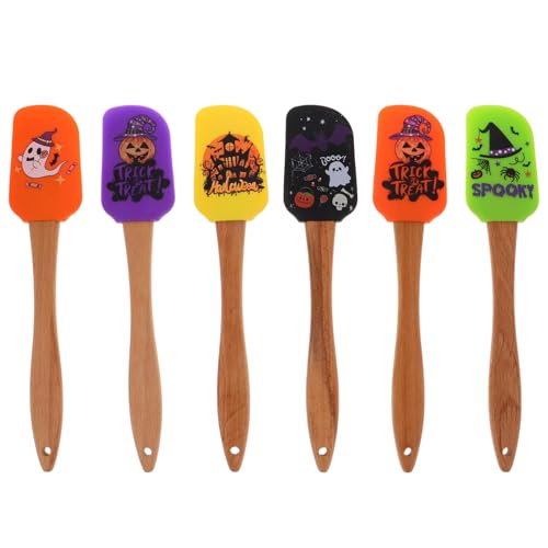 PRETYZOOM 6 Stück Halloween-Mini-Silikonspatel Antihaft-Backspatel Flexibler Spatel Mit Holzgriff Zum Backen Kochen Und Sautieren von PRETYZOOM