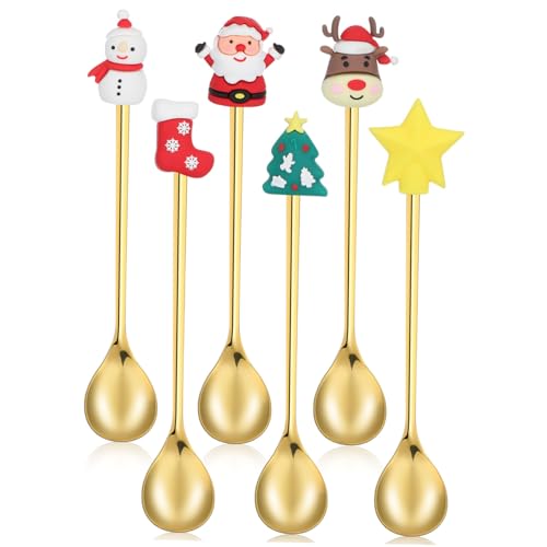 PRETYZOOM 6 Stück Teelöffel Geschirr Cartoon Kaffeelöffel Vorspeisenlöffel Goldene Teelöffel Backlöffel Weihnachtskaffeelöffel Kaffeemixlöffel PRETYZOOM 6 Stück Teelöffel Geschirr Cartoon Kaffeelöffel Vorspeisenlöffel Goldene Teelöffel Backlöffel Weihnachtskaffeelöffel Kaffeemixlöffel von PRETYZOOM