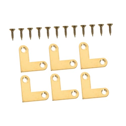 PRETYZOOM 6 Stück Teiliges Messing Flache Eckwinkel Rechtwinklige Winkelverbinder für Möbel Verstärkung Retro Stil Stabile Kupfer Eckbeschläge für Handwerksprojekte von PRETYZOOM