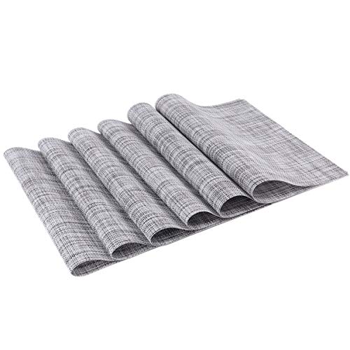 PRETYZOOM 6st Tischläufer Küchenmatte Tischsets Aus Pappe Runde Matten Für Den Tisch wasserdichte Tischunterlage Runde Tischdecke Esstisch Untersetzer Untersetzermatte PVC Grey von PRETYZOOM
