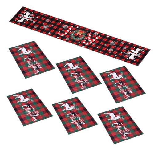 PRETYZOOM 7 STK. Teiliges Weihnachts-tischläufer Platzset mit Santa-Motiv Hitzebeständig Waschbar Festliche Tischdekoration für Familienessen Weihnachtsfeiern und Gemütliche Winterrunden PRETYZOOM 7 STK. Teiliges Weihnachts-tischläufer Platzset mit Santa-Motiv Hitzebeständig Waschbar Festliche Tischdekoration für Familienessen Weihnachtsfeiern und Gemütliche Winterrunden von PRETYZOOM
