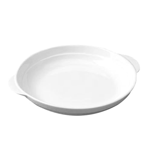 PRETYZOOM Abalone-platte Doppeltohr Brottauchplatten Mikrowellengeeignete Ramenschale Käse-backform Auflaufform Mit Doppelgriff Küchenplatten Backformgriffe Restaurantteller Keramik Weiß von PRETYZOOM