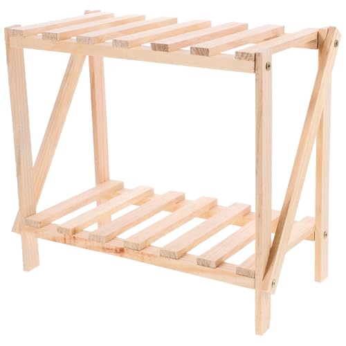 PRETYZOOM Blumentopf Ständer Aufbewahrungsregal Aus Bambus Heimischer Pflanzenhalter Blumenregal Pflanzenständer Aus Holz Doppellagiges Lagerregal Bonsai- Pflanzenständer Für Zu Hause Massivholz von PRETYZOOM