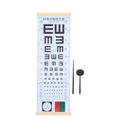 PRETYZOOM Augendiagramm für Zuhause mit E chart Handpointer und Augenklappe Tragbares Sehschärfe Prüfgerät für Erwachsene und Vielseitiges Augenuntersuchungsinstrument für Schule und Praxis von PRETYZOOM