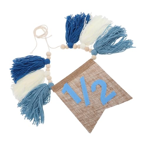 PRETYZOOM Banner zum halben Geburtstag Boho-Hochstuhl-Banner Boho Party dekoratives Perlenbanner Hochstuhl-Geburtstagsbanner Perlenbanner zum Thema Geburtstag Perlengirlande Stoff Himmelblau von PRETYZOOM